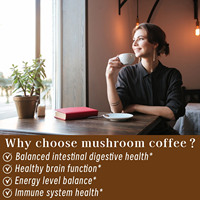 Mélange de café aux champignons 10-en-1 personnalisé de qualité supérieure avec huile MCT, conditionnement en bouteille, boisson aux champignons pour l'équilibre de la santé digestive intestinale