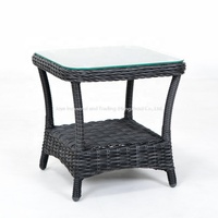 Table basse Joyeleisure moderne de luxe en osier beige avec structure en aluminium, ensemble de canapé d'extérieur portable en rotin PE durable pour jardin