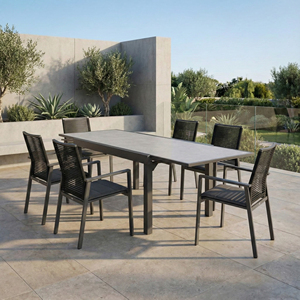 Sedia da <span class=keywords><strong>Esterno</strong></span> Moderna in Lega di Alluminio Verniciata a Polvere <span class=keywords><strong>Antracite</strong></span> con Tessuto a Rete Traspirante e Resistente per Parco e Giardino - Product Image 3