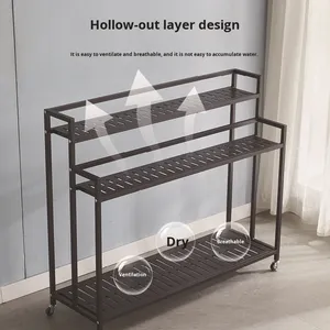 Supporto per <span class=keywords><strong>Fiori</strong></span> Multilivello in Metallo, Design Moderno e Semplice, Mobile e <span class=keywords><strong>da</strong></span> Pavimento per Giardino, <span class=keywords><strong>Balcone</strong></span> e <span class=keywords><strong>Piante</strong></span> Verdi - Product Image 4