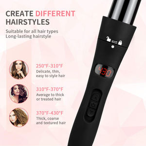 Juego de pinzas de varita rizadora de pelo giratorias intercambiables, juego de <span class=keywords><strong>plancha</strong></span> rizada eléctrica de cerámica eléctrica, rizador de pelo, varita rizadora caliente - Product Image 5