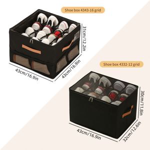 Vente flash : Conteneur de rangement pliable pour économiser de l'espace, boîte de rangement pour chaussures en tissu Oxford, boîte organisatrice de chaussures avec couvercle transparent - Product Image 3