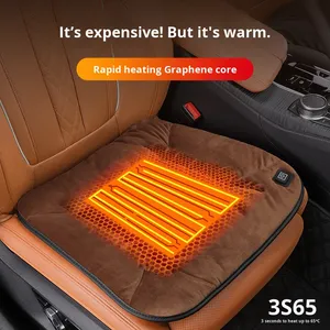 Luxury Car Velvet & Rubber Heated Seat Cushion Office <b>Heating</b> Pad Soft Firmness <b>USB</b> Buttock Pad - Product Image 2
