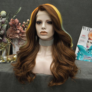 วิกผมสังเคราะห์แบบลูกไม้ด้านหน้า ประดับด้วยเส้นใยทินเซล ยาวเป็นลอนธรรมชาติ สีรุ้ง สำหรับแดร็กควีน - Product Image 3
