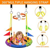 Columpio de platillo volador de 40 "para niños-100cm disco nido web cuerda colgante árbol columpio asiento conjunto muebles de exterior