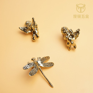 Cupid Angel Brass Wardrobe Handle Dragonfly Drawer Pull Butterfly <b>Knob</b> Novelty Shape Durable Contemporary Design - Product Image 2