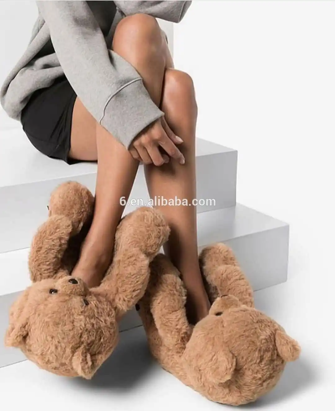 Bán Hot Cô Gái Giày Fluffy Phụ Nữ Lông Slides Dễ Thương Sandals House Teddy Bear Dép Đi Trong Nhà