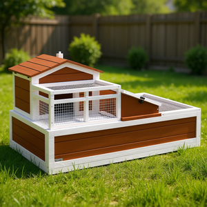 Habitat pour tortues Dottie 44 x 25,5 x 25, résistant aux intempéries, enclos rectangulaire à 2 étages pour reptiles d'extérieur, design moderne en bois, toutes saisons - Product Image 2