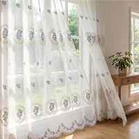 COSENNATUR Rideaux Voilages Floraux Brodés Élégants Filtrant la Lumière pour Salon et Chambre à Coucher
