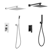 Robinet de douche à effet pluie en laiton poli, monocommande, mitigeur encastré, avec fonction pause céramique, jet doux et massage, design moderne pour hôtel