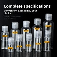 Bouteille en plastique transparente PET personnalisée en gros, 5-100 ml, avec bouchon rabattable, bouteille rechargeable, bouteille de lotion