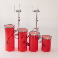 Fabricant de tambours, bonne qualité, acrylique rouge, 4 pièces, un ensemble de toms ROTO avec support