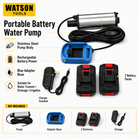 Kit de pompe à eau portable sans fil, pompe de transfert d'eau électrique sans fil avec chargeur et 2 batteries