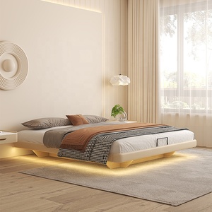 Wholesale Modern Queen Floating Platform <strong>Bed</strong> with Integrated Storage and <strong>LED</strong> Lighting, Premium Luxury Bedroom Furniture Set - Product Image 4
