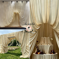 ANNIELU Rideaux extensibles en spandex rose ivoire sur mesure de 10 pieds à 4 voies pour décoration de scène et toile de fond d'événements de mariage