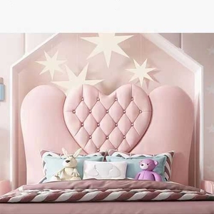 Juego de Dormitorio Dream Pink para Niñas, Cama Doble de Madera de Lujo con Cabecera en Forma de Corazón, Cama Tapizada para Hoteles, Villas, Apartamentos y Almacenes - Product Image 3