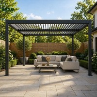 Pergola à lames orientables en aluminium 6063-T5 au design moderne avec système d'écran imperméable pour jardin