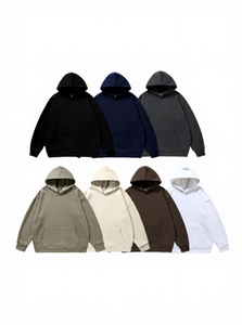 Men's Purple Hooded Sweatshirt Oversized Fit Solid Color Casual Knitted Cotton Fleece Autumn Wear - Product Image 5
