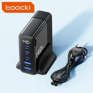 Toocki Top Quality Black Color Colour 5 Ports Dual Pd 140W High Power Mobile Phone Pd Charger