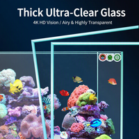 Filtre arrière JSD pour aquarium d'eau salée, aquarium en verre ultra-clair pour poissons marins avec écumeur de protéines, éclairage LED, pompe submersible silencieuse