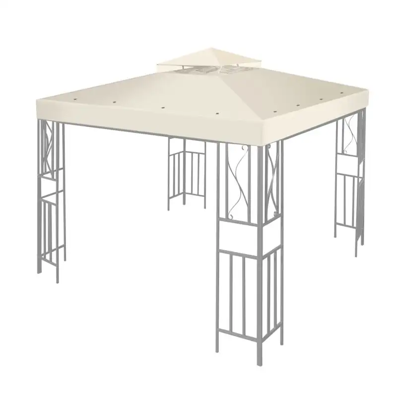 Luxo branco mármore jardim pedra senhora escultura coluna Pavilhão mármore Gazebo Outdoor Iron Frame Gazebo com tecido circundante