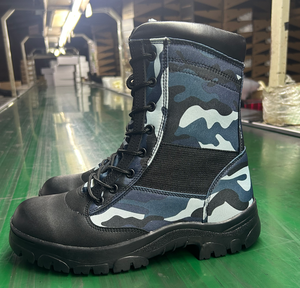 Bottes en cuir PU camouflage bleu jungle DF24 0624, imperméables, pour toutes les saisons, chaussures tactiques pour hommes, personnalisables. - Product Image 2