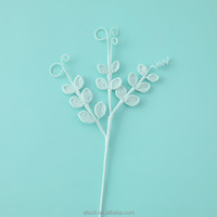 Décoration d'intérieur, arrangement floral, vente en gros, branche de feuille de pois au crochet faite à la main, plante artificielle en fil tricoté, décoration végétale