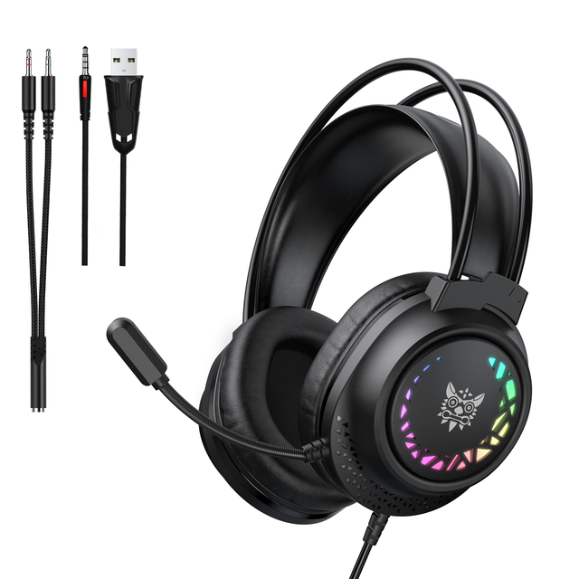 Wired Gaming Headset USB 3.5mm ONIKUMA X92 Surround Sound RGB Over Ear Headset with Mic PC PS5 PS4 Esports Gaming Chat Music