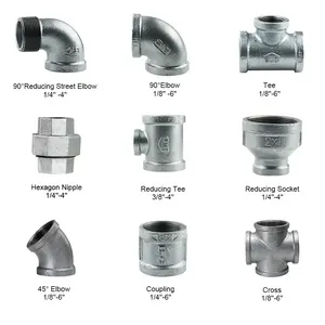 Pipe Fitting Casting Equal And Reducing 3/8"-6" Hot Dip Iron Thread Galvanised Malleable Iron Pipe Fittings