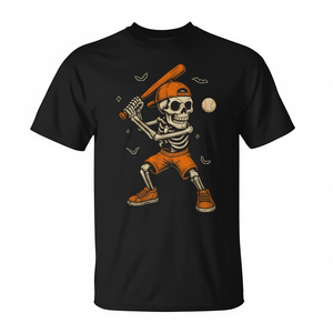 T-shirt d'Halloween pour garçons avec motif de joueur de baseball squelette, taille moyenne - Product Image 2