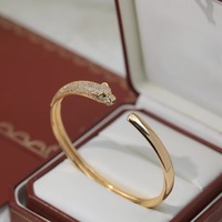 Bracelet en argent 925 CNC Tête de Léopard, design haut de gamme et tendance, serti de diamants en forme de guépard à double tête