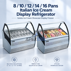 Réfrigérateur de présentation pour glaces italiennes / Gelato / Vitrine de présentation pour glaces 8 / 10 / 12 / 14 / 16 bacs - Product Image 1