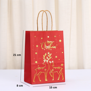 Gaya baru liburan jumlah besar pohon emas merah tas belanja Selamat Natal tas kertas Natal untuk hadiah - Product Image 2