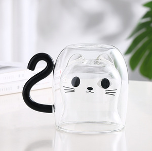 Nieuw Ontwerp Hoge Borosilicaat Schattige Kat Dubbelwandige Glazen Koffiekop Met Handvat - Product Image 2