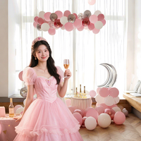 Décorations de fête, aménagement de scène, décorations de fond, pack haut de gamme, ballons d'anniversaire roses de qualité export pour filles