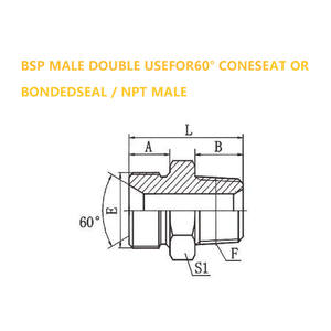 Адаптер 3/8 для стальных быстроразъемных гидравлических соединений BSP, наружная резьба, двойного назначения, для 60 °   Конусное уплотнение или уплотнение с прокладкой NPT (наружная резьба) - Product Image 2