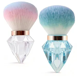 Brosse à poussière pour ongles bleue et rose, brosse à ongles en acrylique de qualité supérieure, brosse à ongles avec manche en acrylique diamanté, nettoyeur de pinceaux pour ongles, pinceaux de maquillage, manucure - Product Image 1