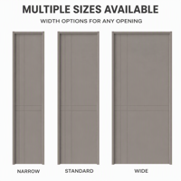Porte intérieure moderne en PVC taupe à panneau rainuré avec grille asymétrique, finition mate pour chambre d'appartement