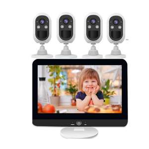 Wifi Camera Set Met 4 Stuks Batterij Power Draadloze Wifi Ip Camera Pir Bewegingsdetectie Home Security Cctv Lcd Monitor - Product Image 1