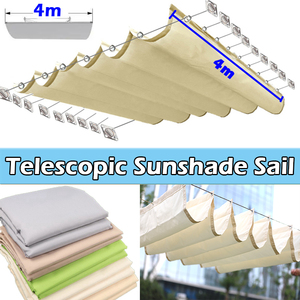Auvent télescopique extérieur de 4 m de large, <span class=keywords><strong>voile</strong></span> pare-soleil ondulée avec accessoires d'installation, pergola d'été, couverture rétractable d'ombrage - Product Image 1