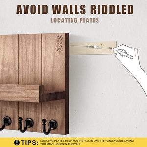 حامل مفاتيح جداري ريفي من JQ مع رف ومنظم للبريد لديكور جدران غرفة المعيشة بطراز المزرعة - Product Image 6