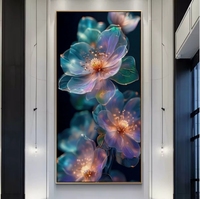 Décoration de salon d'entrée, style luxe léger moderne, motif floral, en promotion, peinture murale LED moderne en porcelaine de cristal
