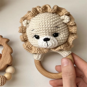 مجموعة هدايا للأطفال حديثي الولادة 2024 دمية أسد كروشيه لعبة دمية أسد أميجورومي شخير لحديثي الولادة - Product Image 3