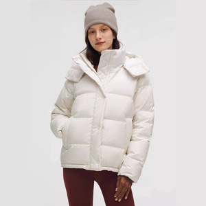 <span class=keywords><strong>Veste</strong></span> d'extérieur décontractée pour <span class=keywords><strong>femme</strong></span>, en nylon tricoté matelassé, épaisse, <span class=keywords><strong>imperméable</strong></span>, respirante, <span class=keywords><strong>coupe</strong></span>-<span class=keywords><strong>vent</strong></span>, blanche, avec capuche amovible - Product Image 3