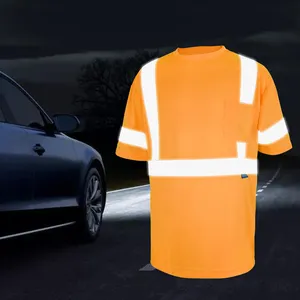 LX Stock Hi Vis kaus reflektif lengan pendek MOQ rendah oranye keselamatan kaus Polo Logo kustom kaus keselamatan reflektif untuk pria