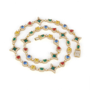 Collier Hip Hop Bling en Argent 925 avec Chaîne Moissanite Multicolore Sur Mesure, Bijoux Arc-en-ciel Givrés, Testeur de Diamant VVS Inclus - Product Image 1