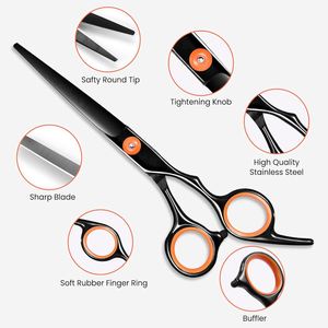 Ciseaux de coiffure 6'' AQIABI en acier japonais, ciseaux de coupe de cheveux, ciseaux à effiler, ciseaux de barbier, noirs C1001 - Product Image 2
