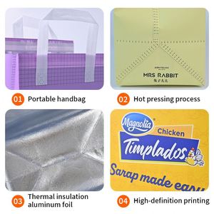 Sac isotherme jetable personnalisé en non-tissé avec feuille d'aluminium pour vin, petit format, pour livraison de plats chauds ou froids à emporter - Product Image 3