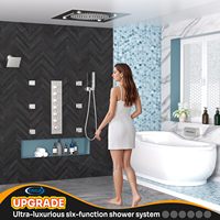 Système de Douche Double Premium 20 Pouces avec Robinet de Douche LED 2 Fonctions Pluie et Cascade et Douchette à Main 6 Pouces