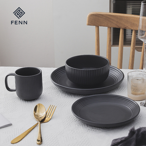 Western ชุดถ้วยชามเซรามิคทรงกลม16ชิ้น,ชุดรับประทานอาหารทำจากดินเผาสำหรับโรงแรมร้านอาหารบ้าน - Product Image 3